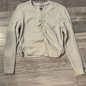 CABI Gray Ruched Long Sleeve Top